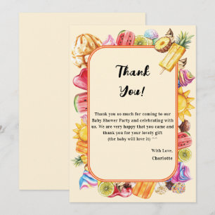 Carte De Remerciements Fête bébé douce glace à l'eau aquarelle