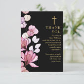 Carte De Remerciements Fête Chrétienne Rose Florale De La Vie Funéraire (Debout devant)