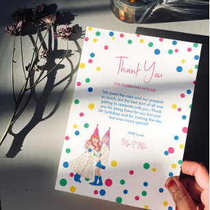 Carte De Remerciements Fête conjointe d'anniversaire des Sœurs Pastel