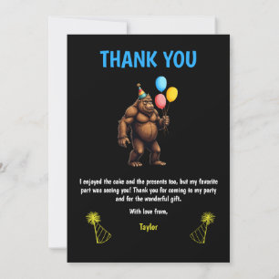 Carte De Remerciements Fête d’anniversaire de Bigfoot - C’est mon anniver