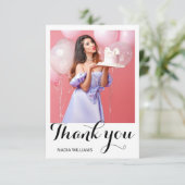 Carte de remerciements fête d'anniversaire (Debout devant)