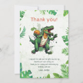 Carte De Remerciements Fête d'anniversaire 1ère année de dinosaure (Devant)