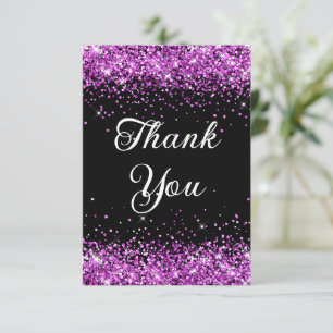 Carte De Remerciements Fête d'anniversaire 40 ans Glitter Violet Noir
