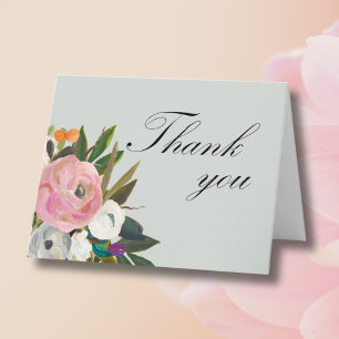 Carte De Remerciements Fête d'anniversaire 60 ans thème floral peint à la