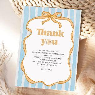 Carte De Remerciements Fête d'anniversaire à carreaux bleus ensoleillés 