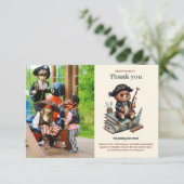 Carte De Remerciements Fête d'anniversaire à thème de l'ours pirate (Debout devant)