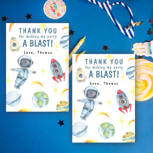 Carte De Remerciements Fête d'anniversaire astronaute dans l'espace