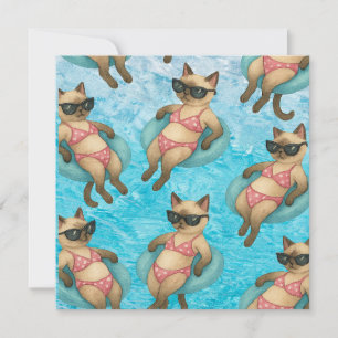 Carte De Remerciements Fête d'anniversaire au bord de la piscine pour les