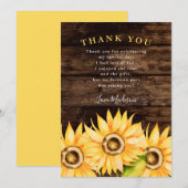 Carte De Remerciements Fête d'anniversaire au tournesol jaune rustique (Devant / Derrière)