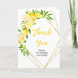 Carte De Remerciements Fête d'anniversaire aux citrons et feuillage