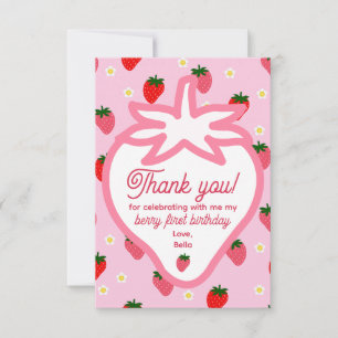 Carte De Remerciements Fête d'anniversaire aux framboises roses et rouges