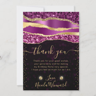 Carte De Remerciements Fête d'anniversaire aux larmes de glamour violet e