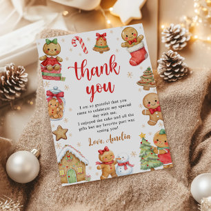 Carte De Remerciements Fête d'anniversaire avec biscuits de Noël