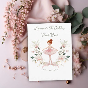 Carte De Remerciements Fête d'anniversaire Ballerine aquarelle et noeud r