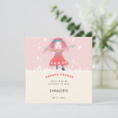 Carte De Remerciements Fête d'anniversaire bohème rose groovy pour fille (Debout devant)