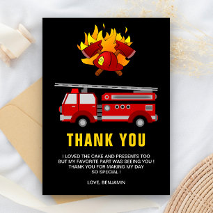 Carte De Remerciements Fête d'anniversaire Camion de pompiers