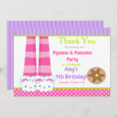 Carte De Remerciements Fête d'anniversaire Chaussons de Lapin Pyjamas & C (Devant / Derrière)