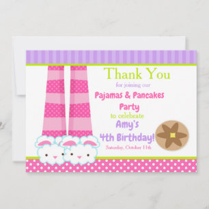 Carte De Remerciements Fête d'anniversaire Chaussons de Lapin Pyjamas & C