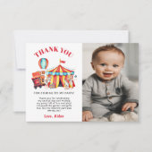 Carte De Remerciements Fête d'anniversaire Cirque Carnaval (Devant)