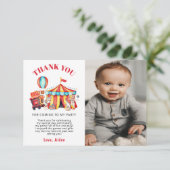 Carte De Remerciements Fête d'anniversaire Cirque Carnaval (Debout devant)