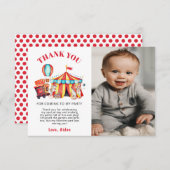 Carte De Remerciements Fête d'anniversaire Cirque Carnaval (Devant / Derrière)
