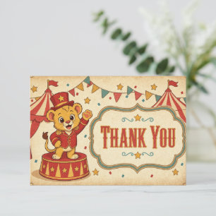 Carte De Remerciements Fête d'anniversaire cirque vintage