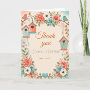 Carte De Remerciements Fête d'anniversaire corail et aqua