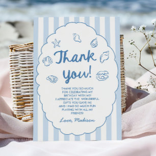 Carte De Remerciements Fête d'anniversaire côtière coquillage fantaisiste
