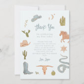 Carte De Remerciements Fête d'anniversaire cowboy bleu rustique (Devant)