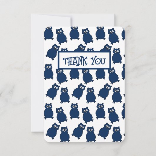 Carte De Remerciements Fête d'anniversaire Dark Blue Owl (Devant)
