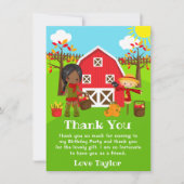 Carte De Remerciements Fête d'anniversaire d'automne à la ferme pour fill (Devant)