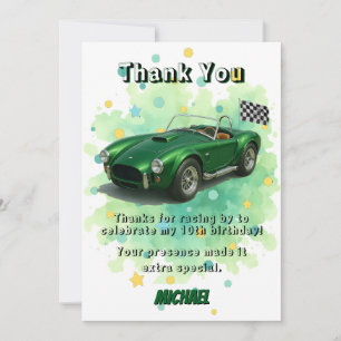 Carte De Remerciements Fête d'anniversaire de 10 ans Voiture de course ve