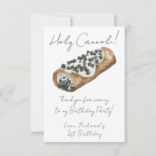 Carte De Remerciements Fête d'anniversaire de 1 an Watercolor Cannoli