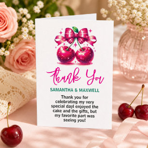 Carte De Remerciements Fête d'anniversaire de 1 an Watercolor Coquette Ch