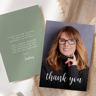 Carte De Remerciements Fête d'anniversaire de 40 ans avec photo personnal