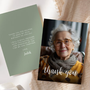 Carte De Remerciements Fête d'anniversaire de 80 ans avec photo personnal
