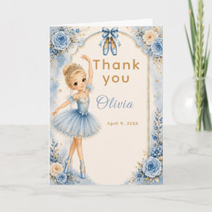 Carte De Remerciements Fête d'anniversaire de ballerine bleue