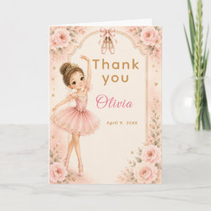 Carte De Remerciements Fête d'anniversaire de ballerine rose