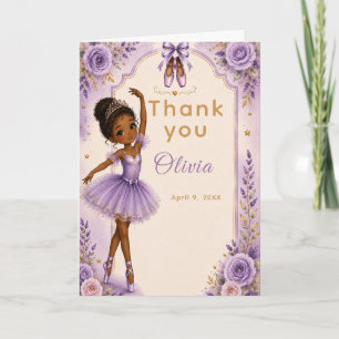 Carte De Remerciements Fête d'anniversaire de ballerine violette