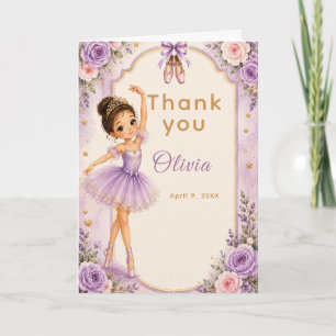 Carte De Remerciements Fête d'anniversaire de ballerine violette