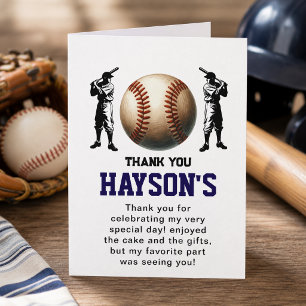 Carte De Remerciements Fête d'anniversaire de baseball de première année