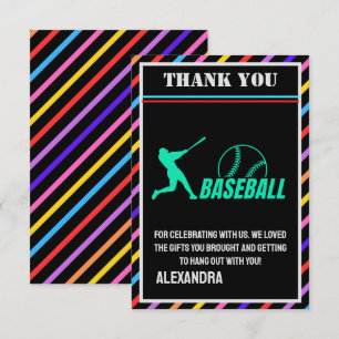 Carte De Remerciements Fête d'anniversaire de baseball, joueuse de baseba