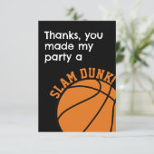 Carte De Remerciements Fête d'anniversaire de basketball Slam Dunk  (Debout devant)