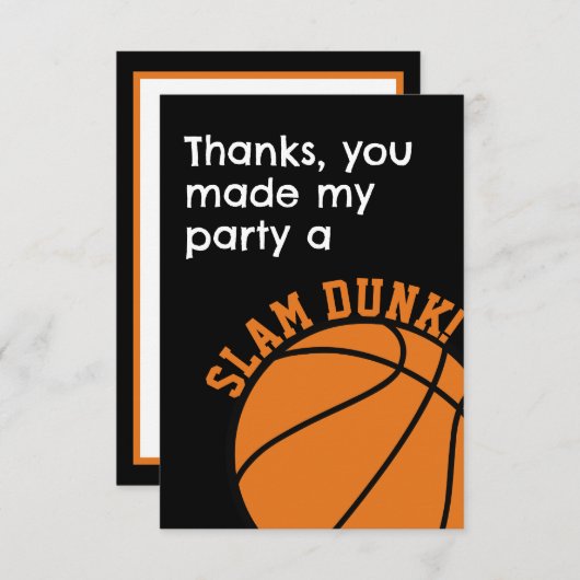 Carte De Remerciements Fête d'anniversaire de basketball Slam Dunk  (Devant / Derrière)