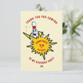Carte De Remerciements Fête d'anniversaire de bowling avec mascotte rétro (Debout devant)