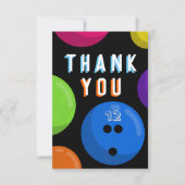 Carte De Remerciements Fête d'anniversaire de bowling Bowling cosmique Né (Devant)