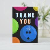 Carte De Remerciements Fête d'anniversaire de bowling Bowling cosmique Né (Debout devant)