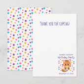 Carte De Remerciements Fête d'anniversaire de chaton mignon Confetti Arc- (Devant / Derrière)