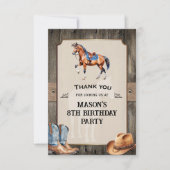 Carte De Remerciements Fête d'anniversaire de cheval à cheval de cowboy r (Devant)