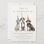 Carte De Remerciements Fête d'anniversaire de chien mignon aux aquarelles (Devant)